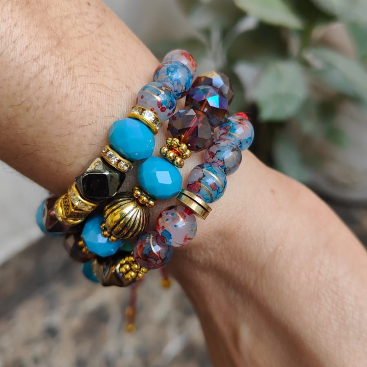 She's Calm, But Unshakable – Blue Lagoon Bracelet Stack