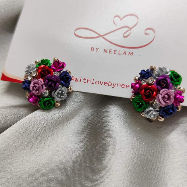 Garden Bloom Multicolor Floral Stud Earrings