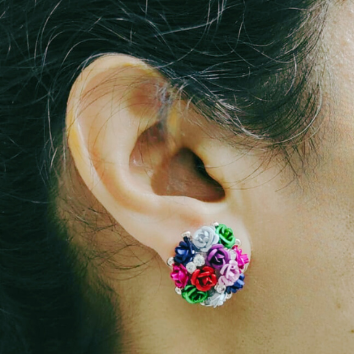 Garden Bloom Multicolor Floral Stud Earrings