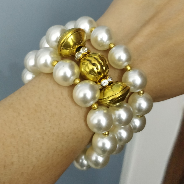 Regal Pearl Dome Bracelet Stack