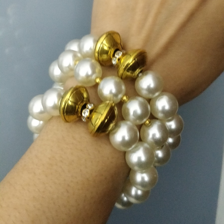 Regal Pearl Dome Bracelet Stack