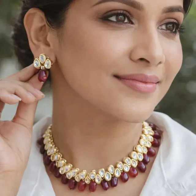 Meher Gulnaar — Kundan Collar & Agate Drop Set