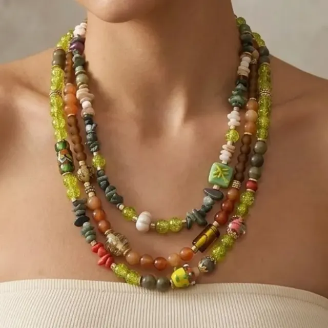 Mitti Mela — Three-Layered Earth-Tone Beaded Neckwear