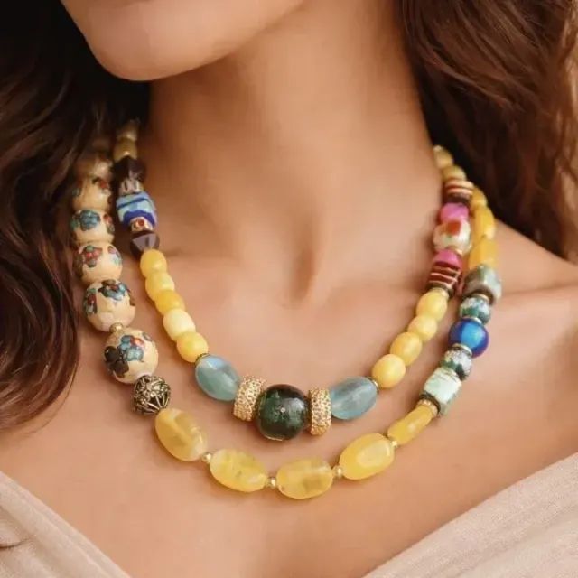 Sunehri Dhoop — Two-Layered Agate & Porcelain Neckwear