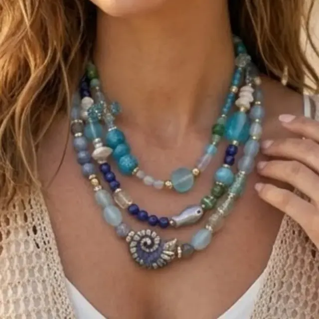 Neel Shaam — Three-Layered Lapis Lazuli & Glass Neckwear
