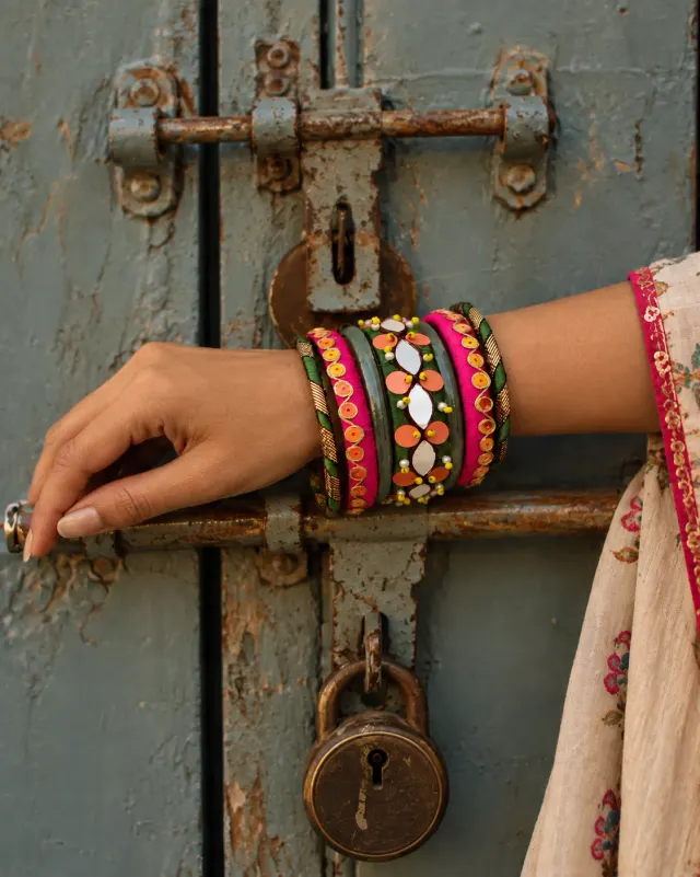 Gulnaar Gota Bangle Stack (7 pc Set)