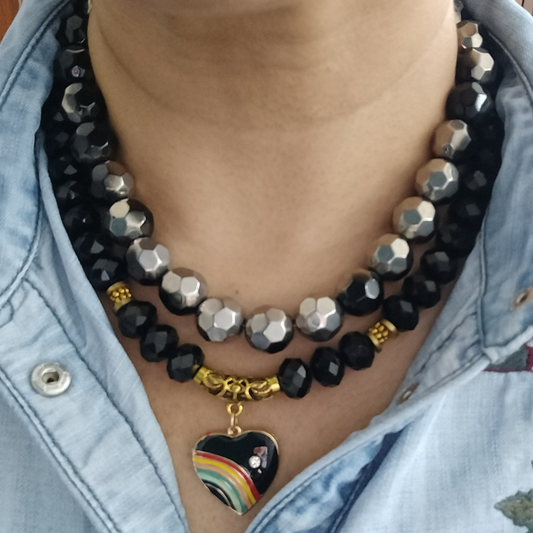 Dual Drama: Midnight Spectrum and Silver Twilight Necklets