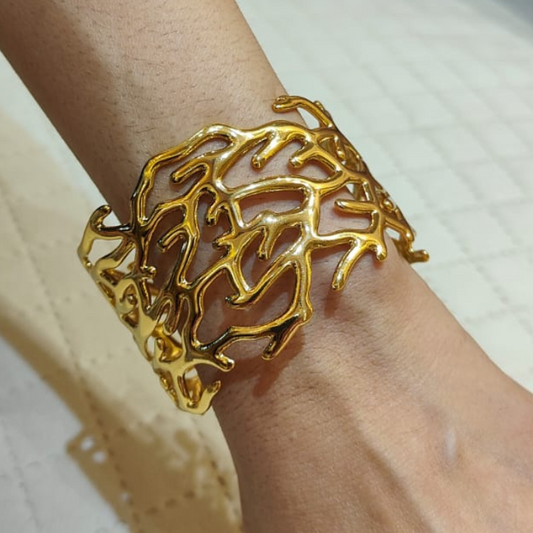 Coral Cuff – Statement Open Bangle