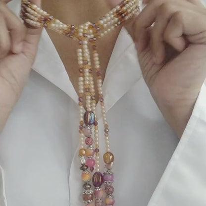 Rosette Royale — Dual-Strand Beaded Lariat