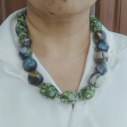 Verdant Muse — Vintage Millefiori Neckpiece