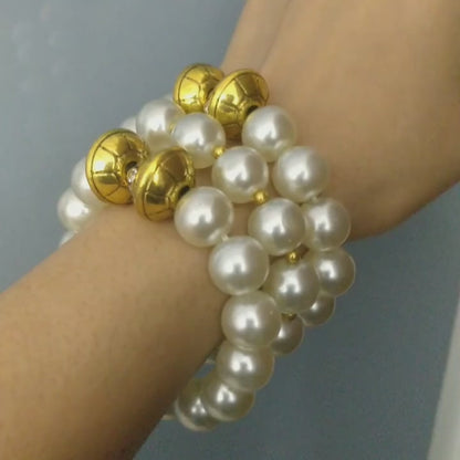 Regal Pearl Dome Bracelet Stack