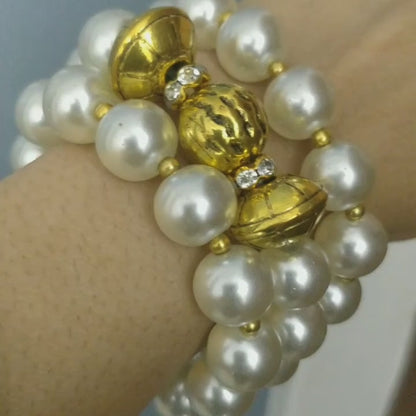 Regal Pearl Dome Bracelet Stack