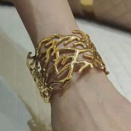 Coral Cuff – Statement Open Bangle