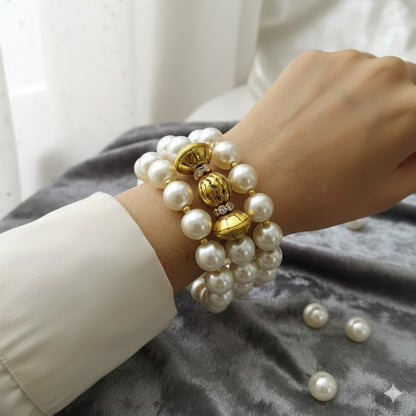 Regal Pearl Dome Bracelet Stack