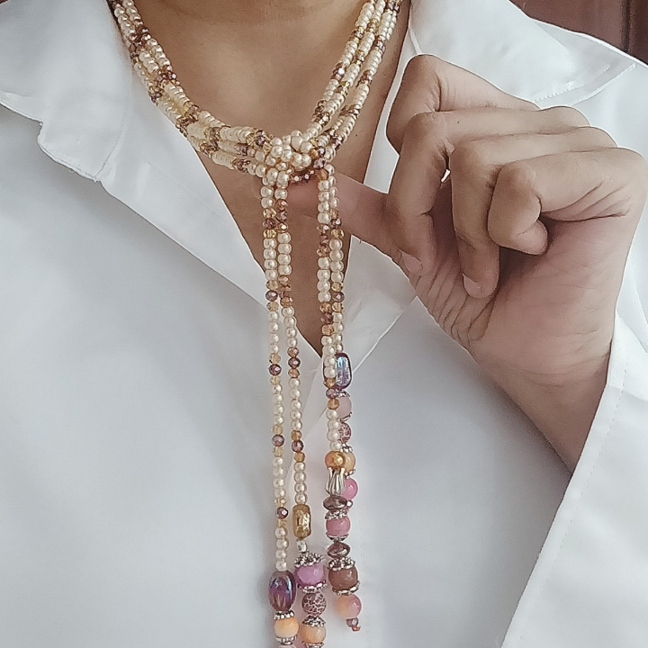 Rosette Royale — Dual-Strand Beaded Lariat