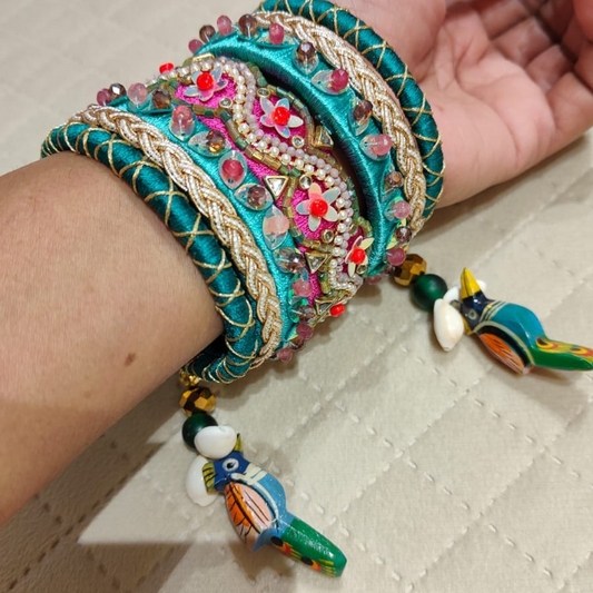 Morni Saaj Kangans With Latkans