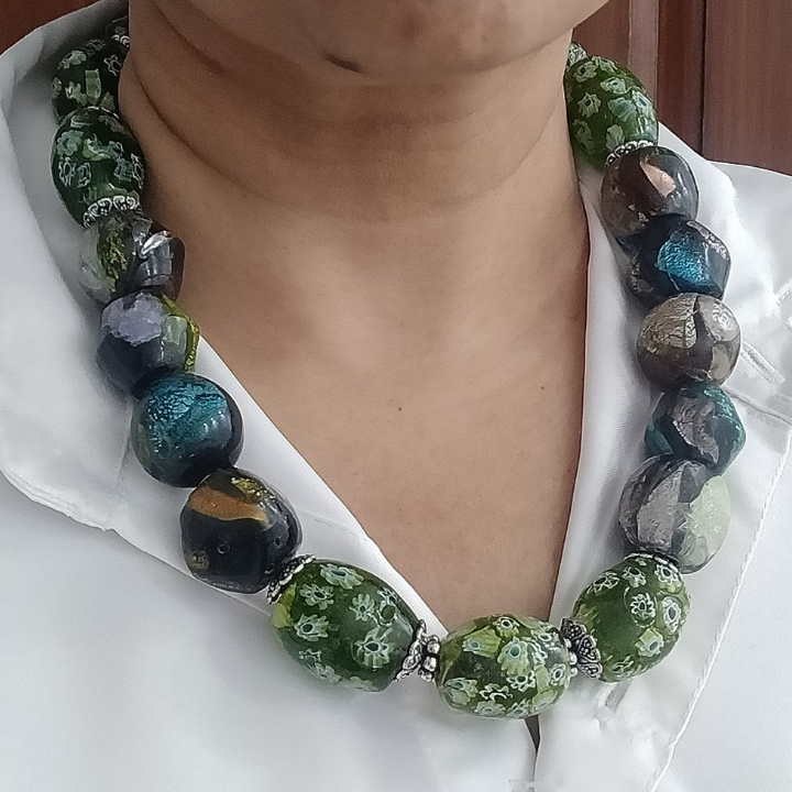 Verdant Muse — Vintage Millefiori Neckpiece