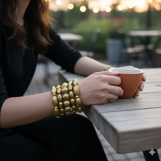 Zariya Gilded Stack – Oxidised Gold Wristwear