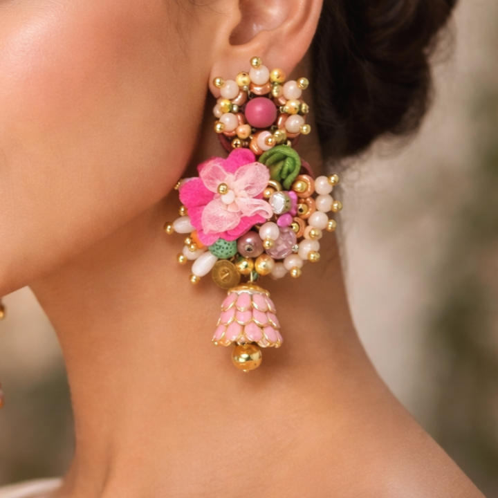 Phool Baari Hand Beaded Earrings