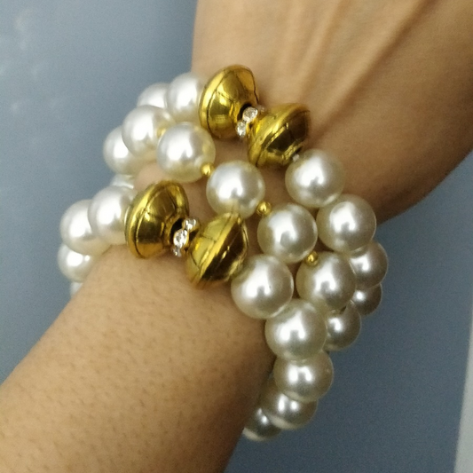 Regal Pearl Dome Bracelet Stack