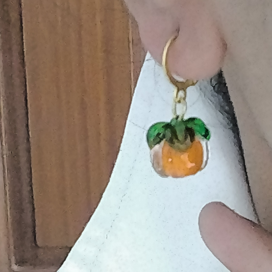 Amber Harvest — Hand-Blown Pumpkin Glass Earrings