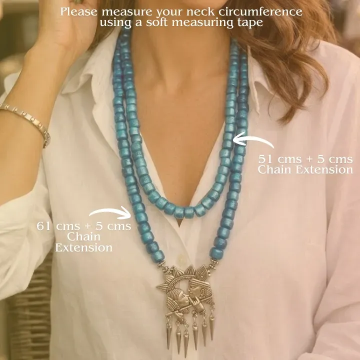 Mokshdhara — Blue Firepolish Lampwork Glass & Radha-Krishna Neckwear — view 2