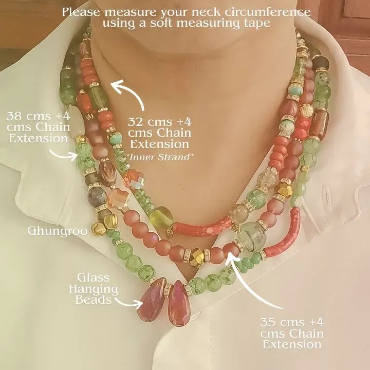 Rangilo Jalsa — Three-Layered Jade & Coral Neckwear — view 2