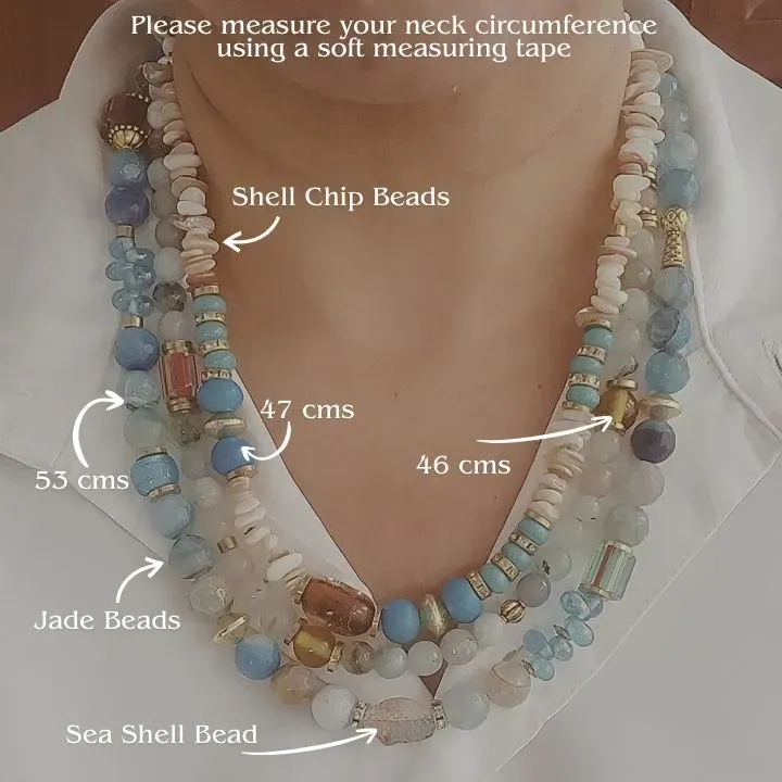 Raivya Tidal Aira — Three-Layered Shell, Agate & Turquoise Neckwear — view 2