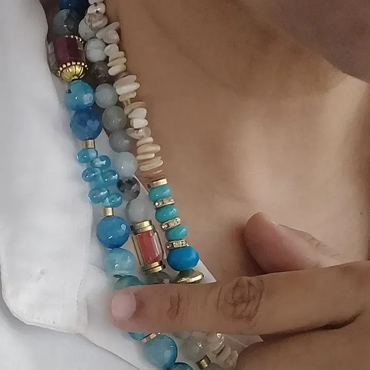 Raivya Tidal Aira — Three-Layered Shell, Agate & Turquoise Neckwear — view 3