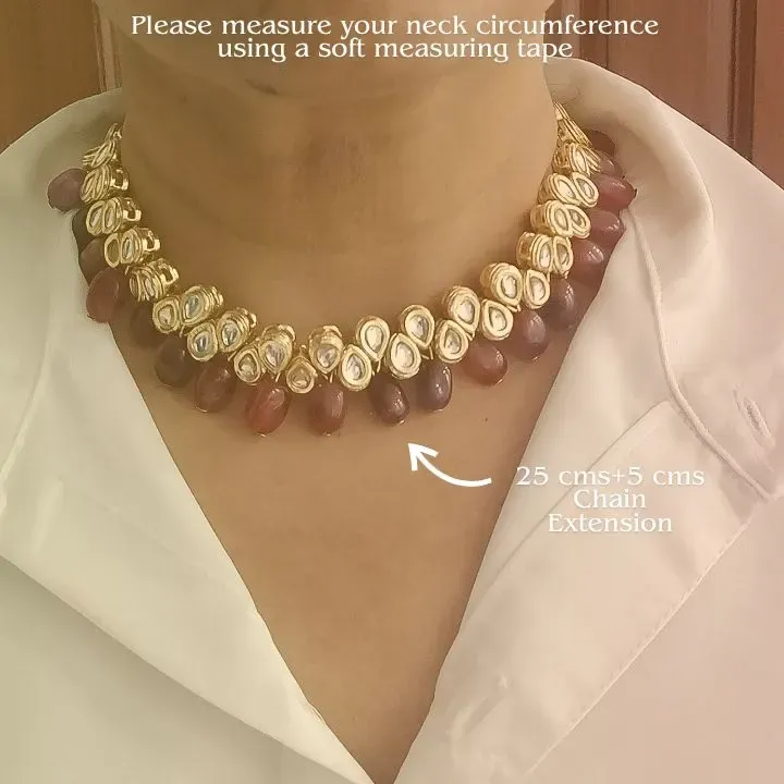 Meher Gulnaar — Kundan Collar & Agate Drop Set — neckwear, view 3