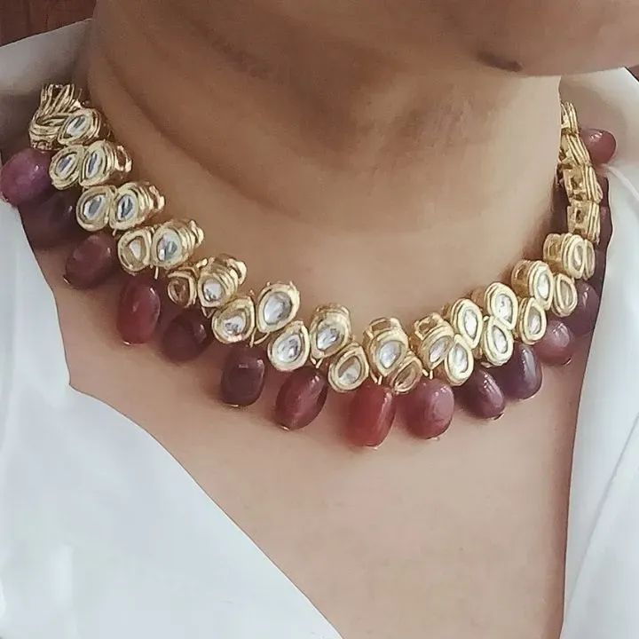 Meher Gulnaar — Kundan Collar & Agate Drop Set — neckwear, view 5