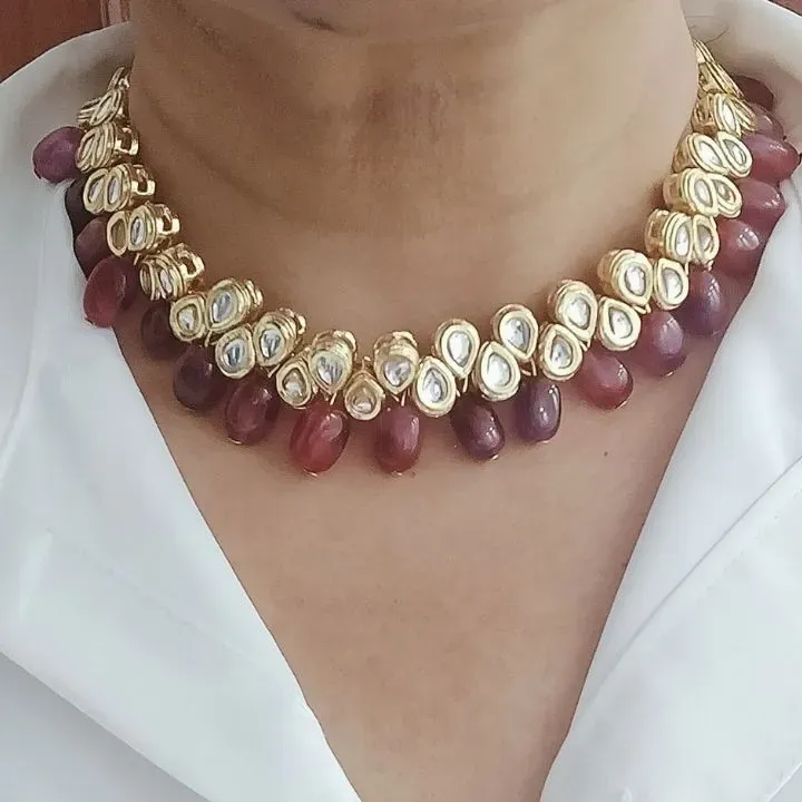 Meher Gulnaar — Kundan Collar & Agate Drop Set — neckwear, view 4