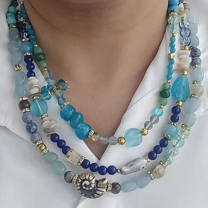 Neel Shaam — Three-Layered Lapis Lazuli & Glass Neckwear — view 5