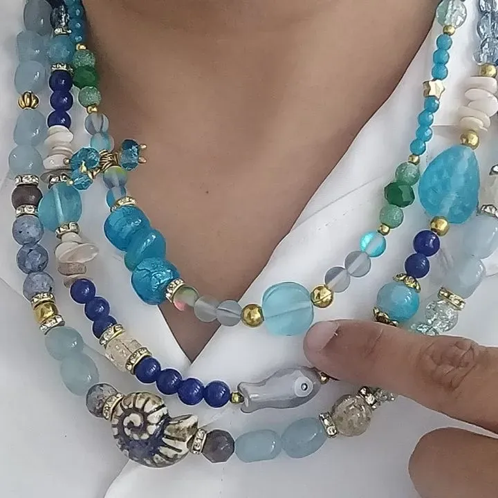 Neel Shaam — Three-Layered Lapis Lazuli & Glass Neckwear — view 2